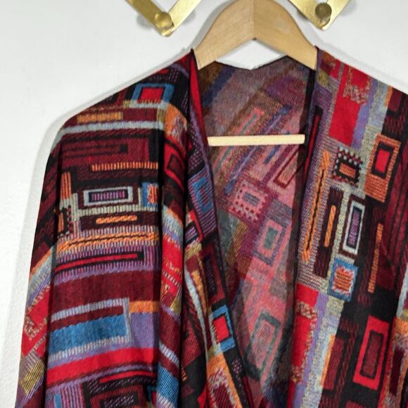 100% Cashmere Wrap Scarf Shawl Colorful Block Print Knit Preppy Classic Warm - Picture 2 of 8